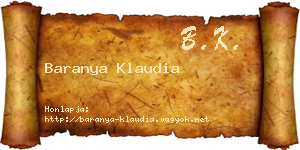 Baranya Klaudia névjegykártya